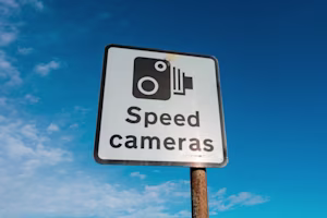 Speed camera road sign