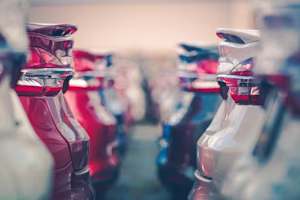 Close up of parked cars