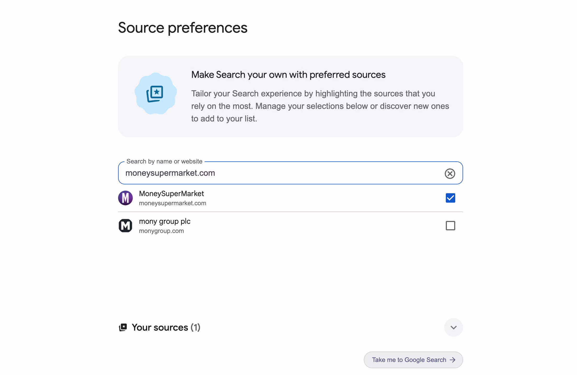 google preferred sources
