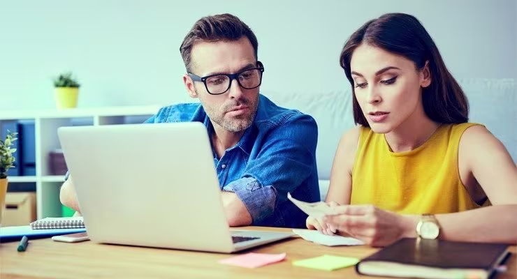 couple looking at finances