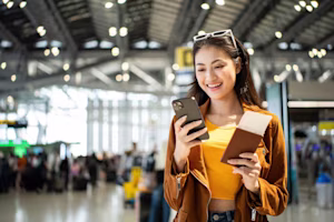 Woman looking at departure times
