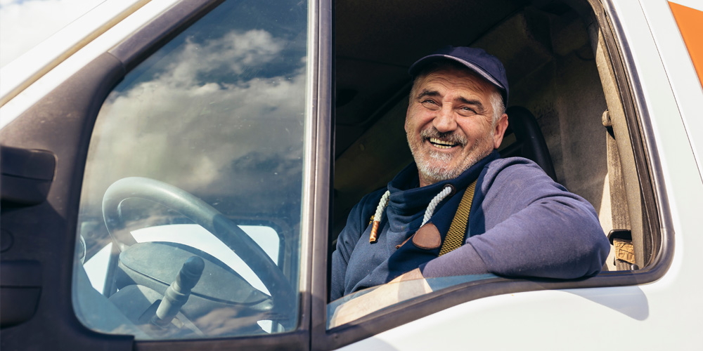 happy male van driver
