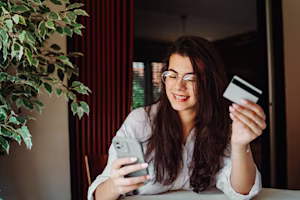 Women holding credit card