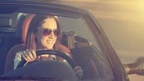 Woman driving car