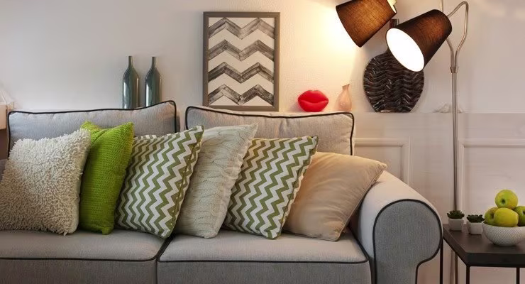 Lights on in living room 