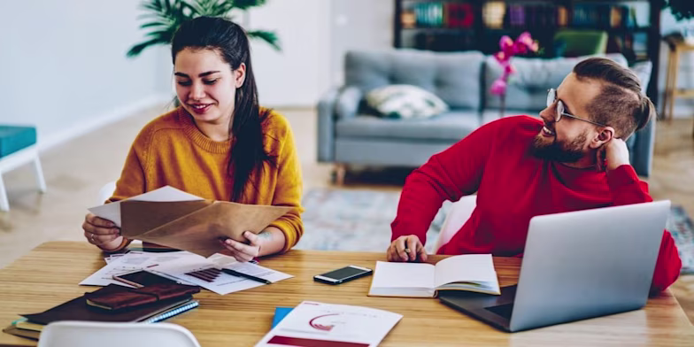 couple sorting finances