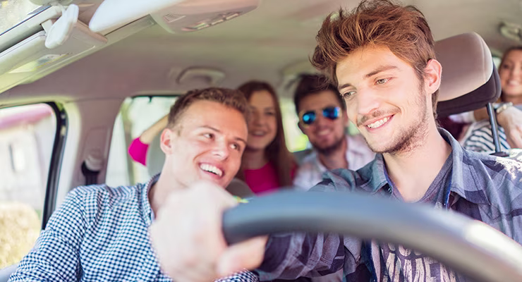 Young people in car