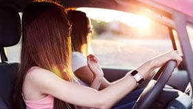 Girl driving car