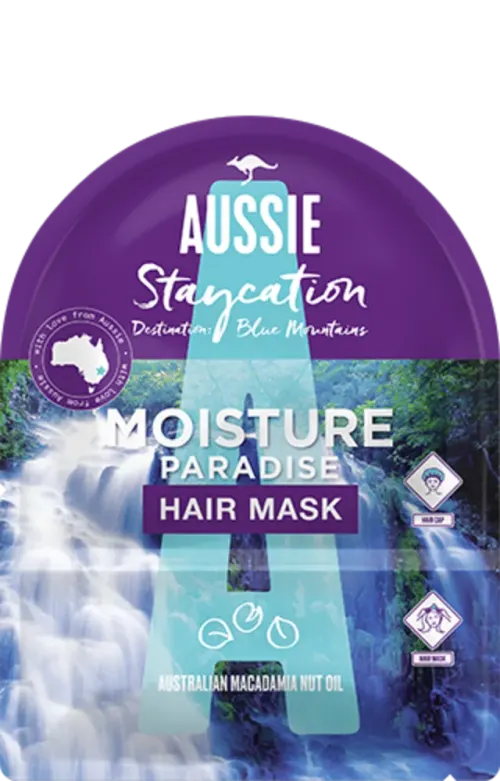 An image of Aussie Moisture Paradise Hair Mask & Cap package
