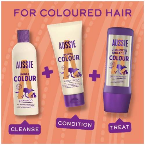 A picture of a shampoo bottle, conitioner, 3 minute miracle and a mask from colour collection.