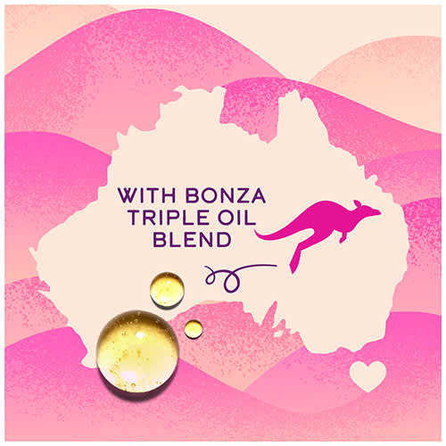 Infographic: Aussie's BOUNCY CURLS conditioner - WITH BONZA TRIPPLE OIL BLEND