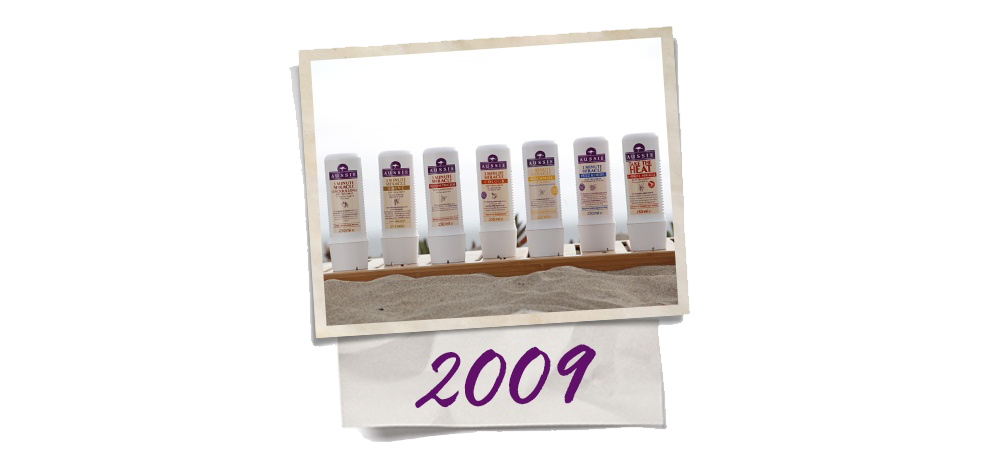 A photo of Aussie products line standing on wood path on the beach - a picture shows year 2009 
