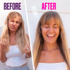 A photo of a young girl with long blond hair - before and after Aussue use