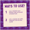 Infographic: WAYS TO USE! 1. AS A RINSE-OUT MASK FOR INTENSE HYDRATION, 2. AS A LEAVE-IN CURL CREAM FOR EXTRA CARE