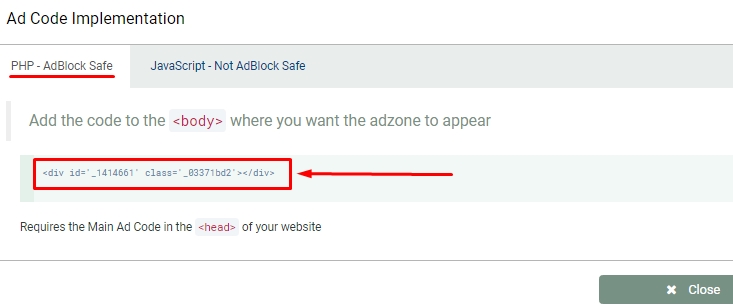 adblock-safe-adzone-code