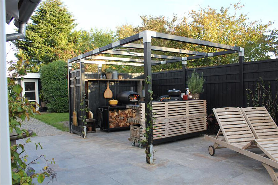 Likken Editie Industrieel Houten pergola maken - Zelf pergola van hout bouwen - Gadero