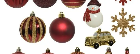 kerstballen pakket niet breekbaar rood close up