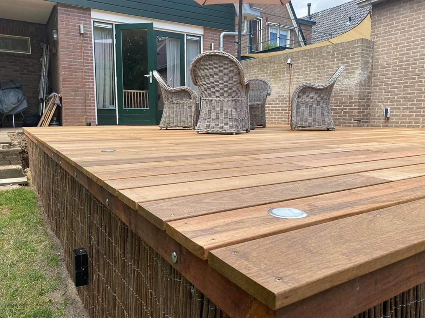 Timber deck with lights