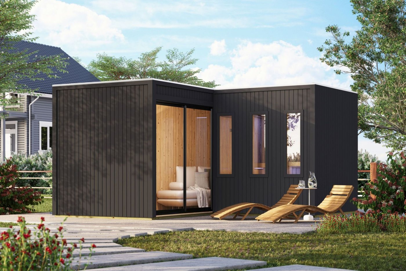Geisoleerde prefab buitensauna Paradise