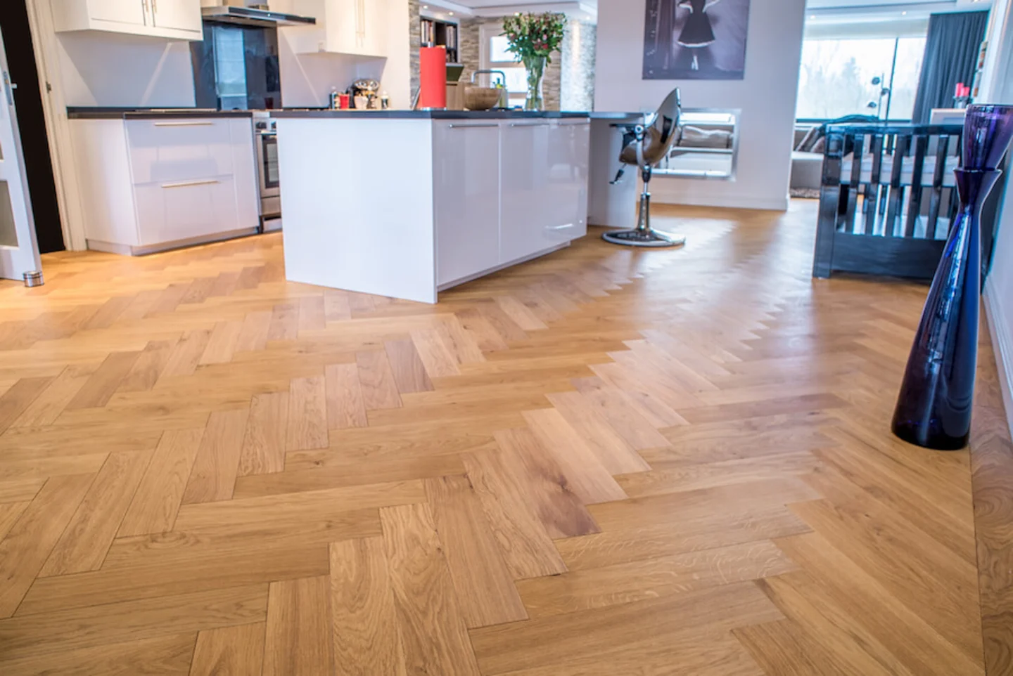 Eikenhouten visgraat vloer luxe binnenvloer