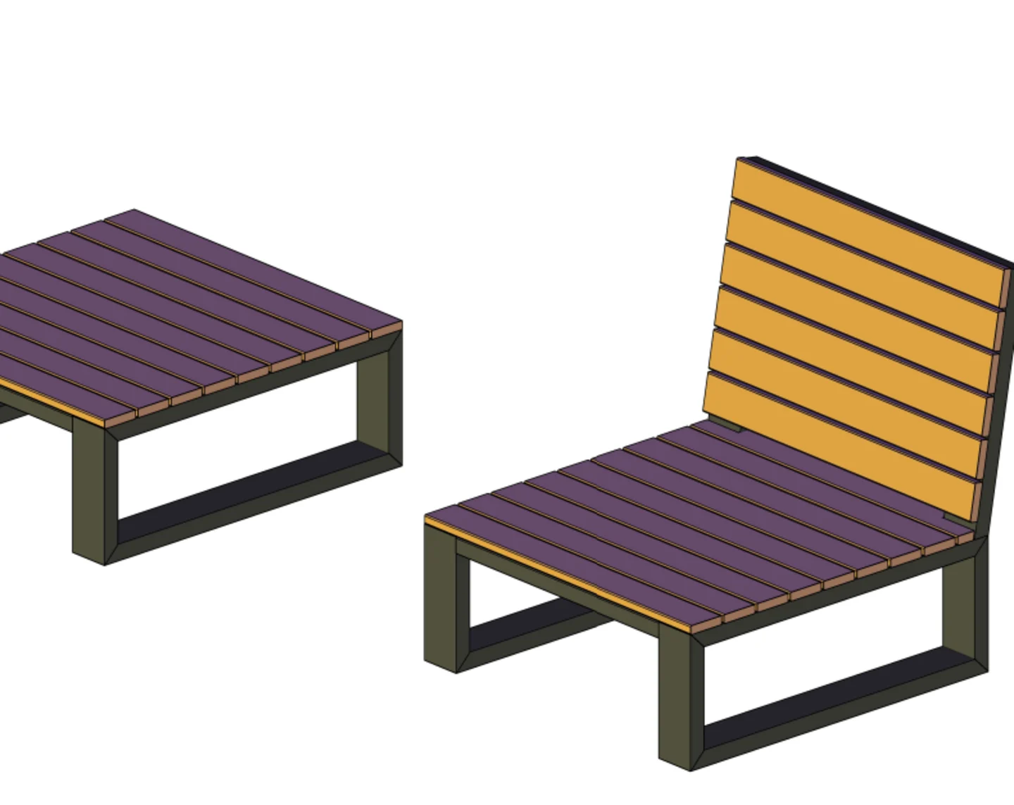 loungebank frame staal