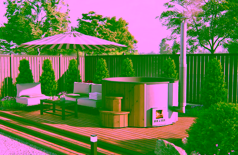 Houtgestookte hottub met interne kachel