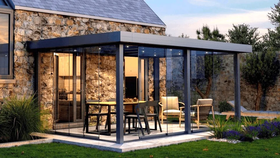 aluminium overkapping plat dak met dakoverstek