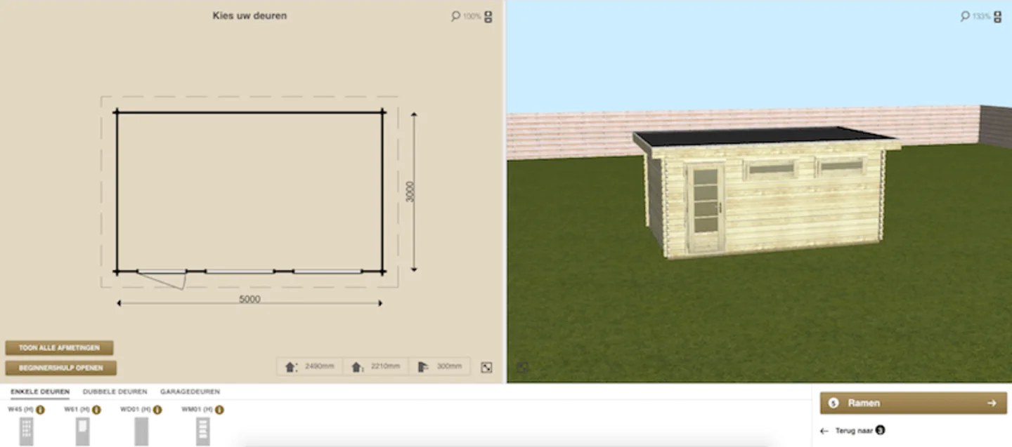 Ontwerp zelf tuinhuisje tool