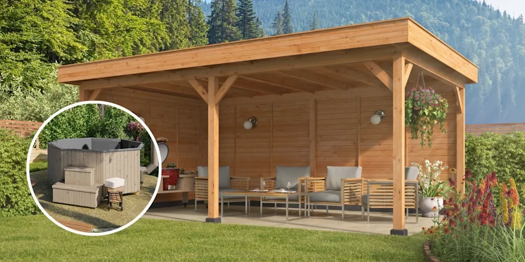 wooden gazebo hot tub