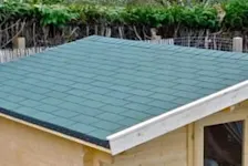 Log cabin with roof shingles