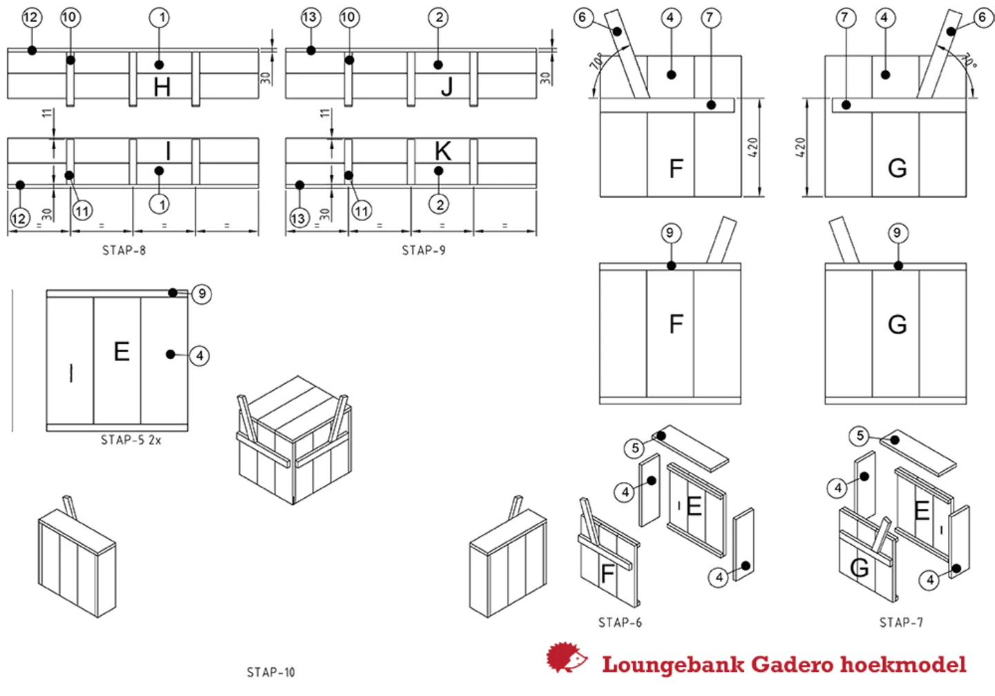 P2 Loungebank gadero hoekmodel