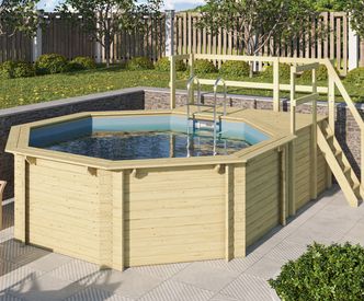 Houten zwembad met terras
