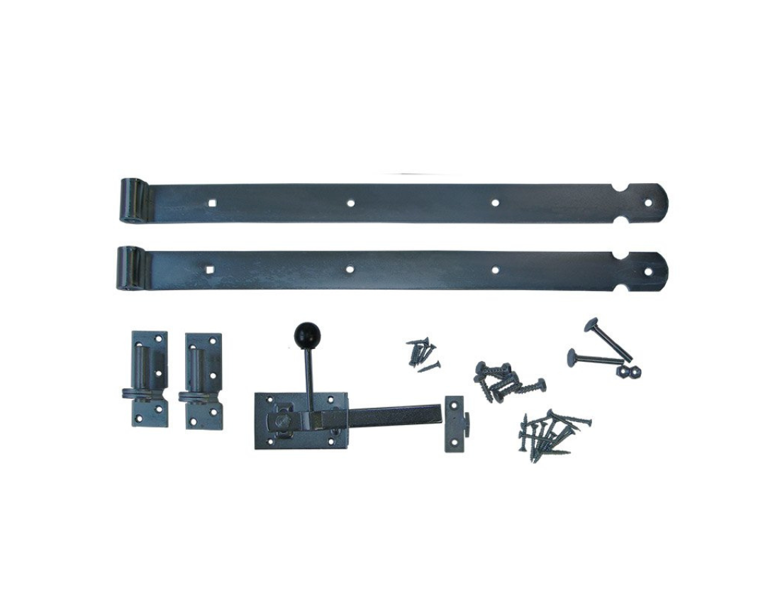 Beslagset Elephant voor luxe Bankirai poortje - Industrieel Zwart Staal