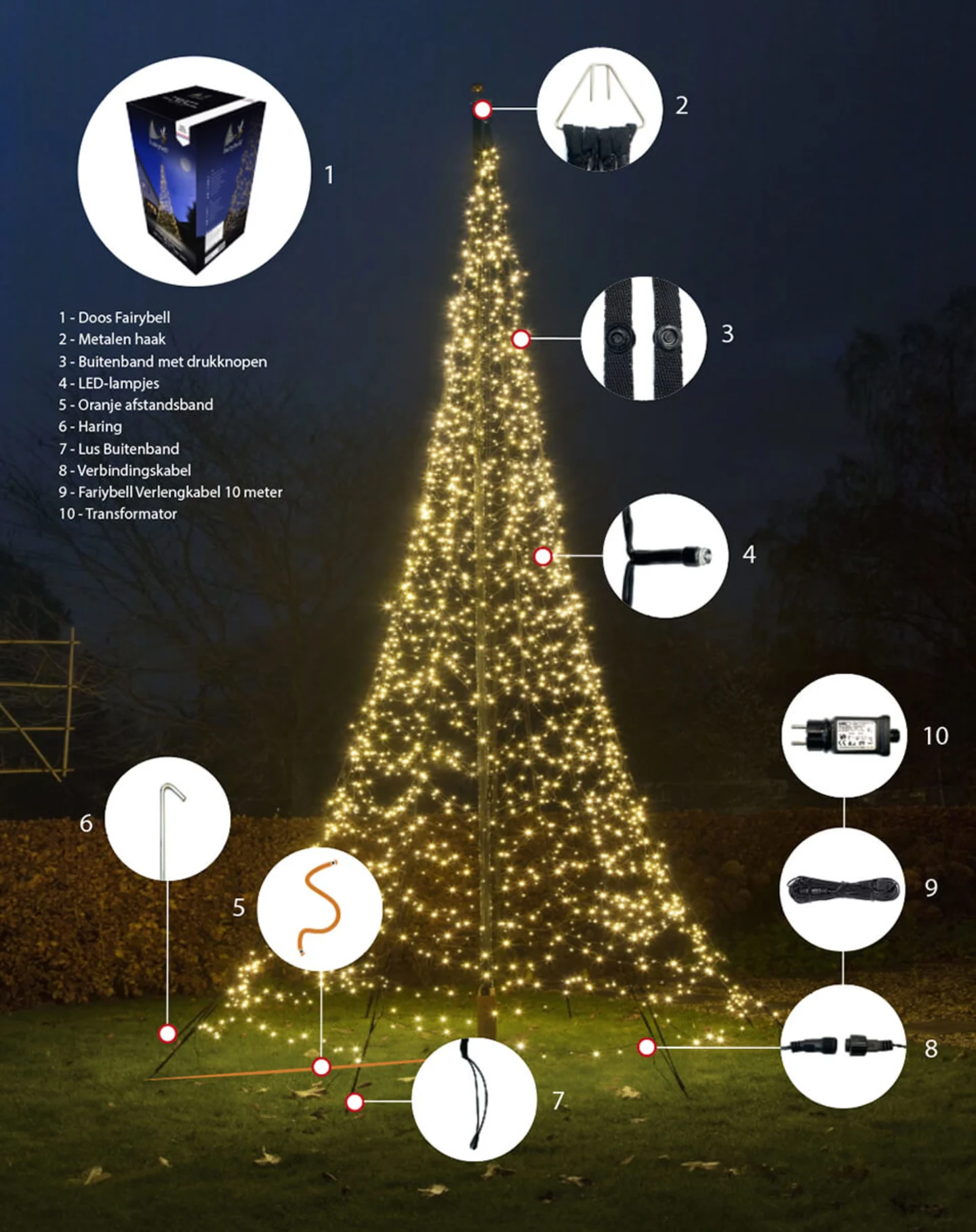 fairybell 6 meter 1200 led exlusief mast onderdelen