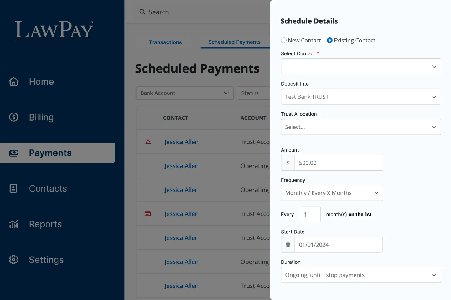 LawPay Scheduled Payments Feature