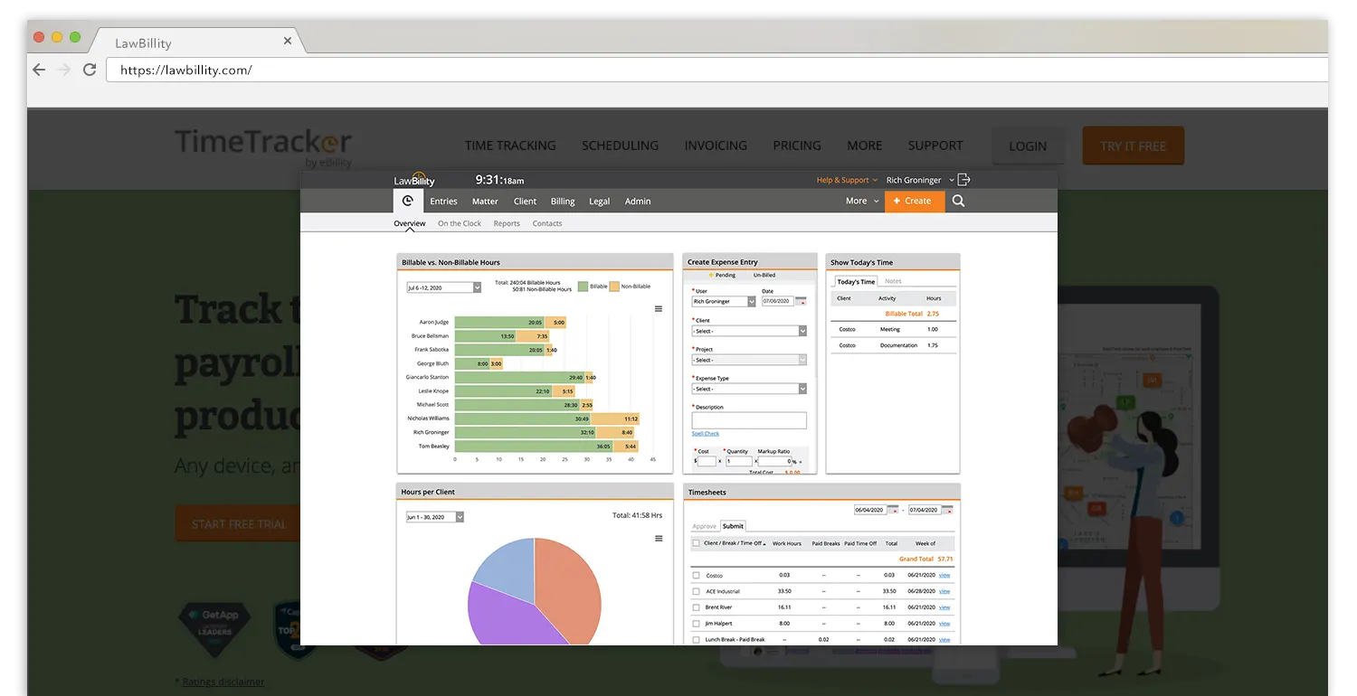 LawBillity legal time management and billing dashboard