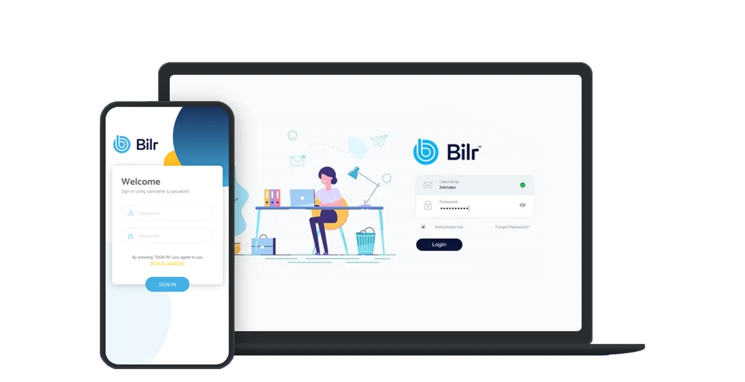 Bilr desktop and mobile login example
