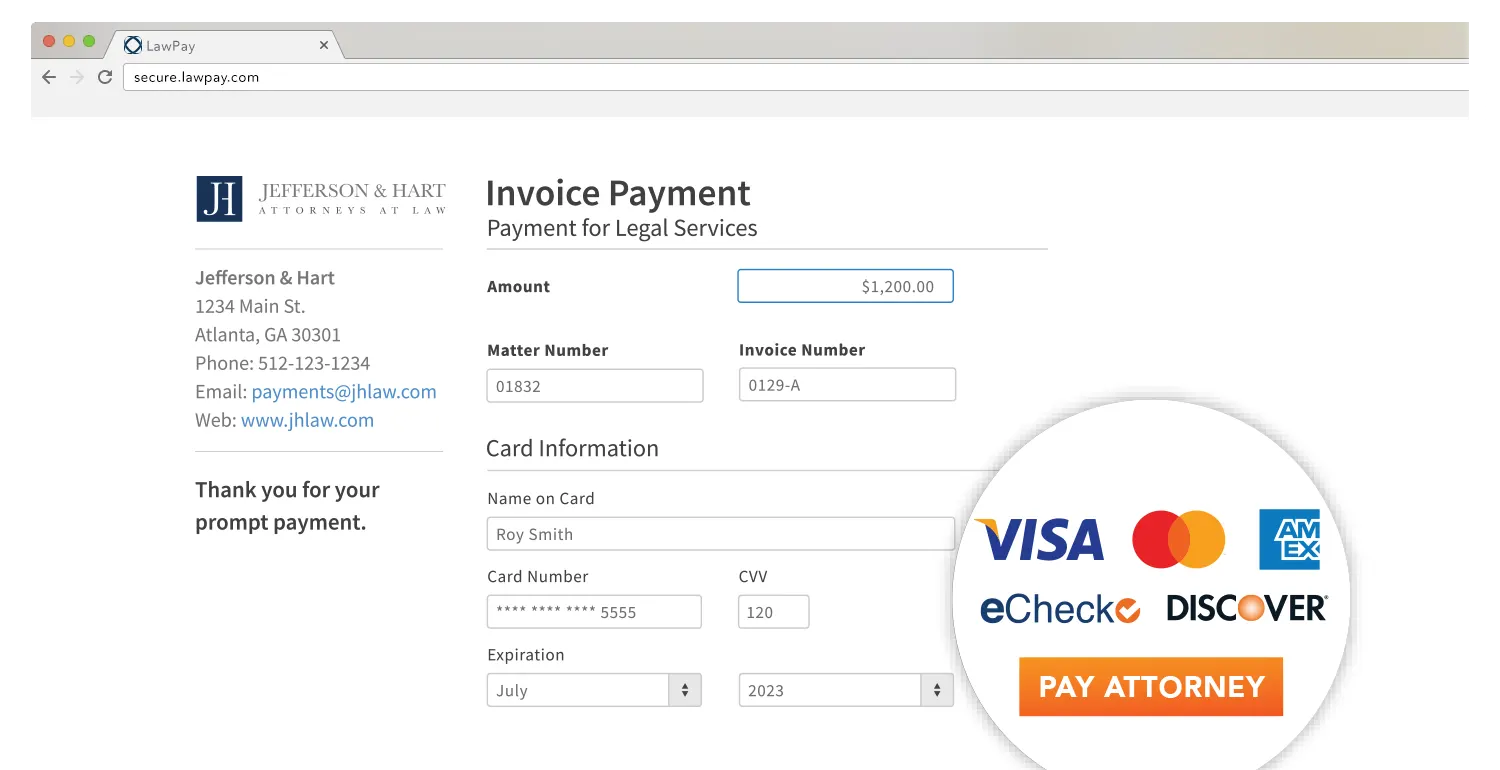 LawPay payment page example
