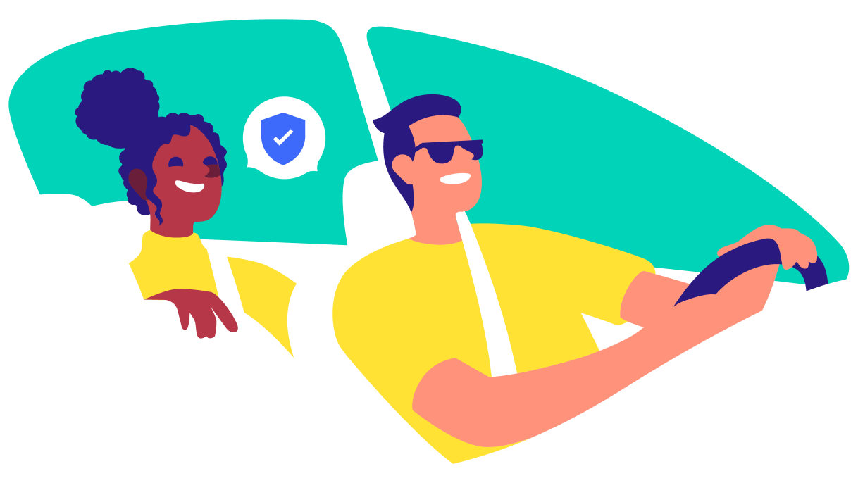 two ppl in a illustration in a car