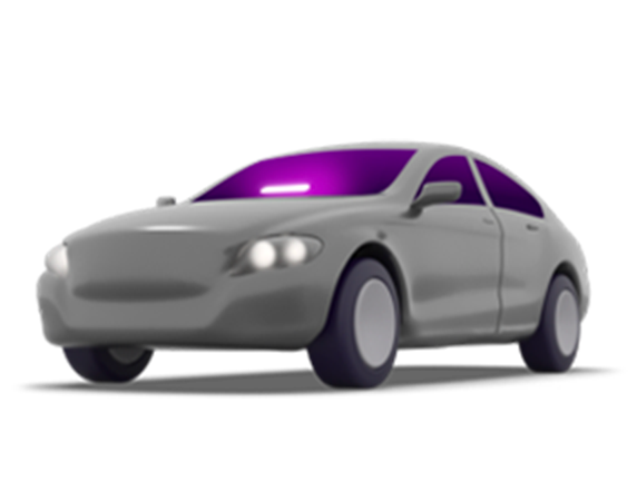 Lyft Lux car illustration with an Amp in the windshield
