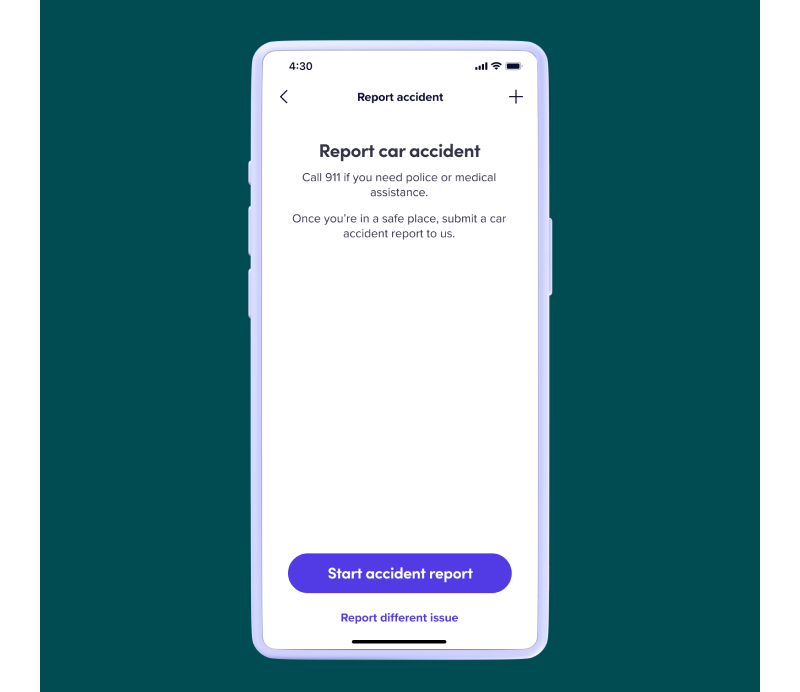 screenshot of how to report your accident on the Lyft app