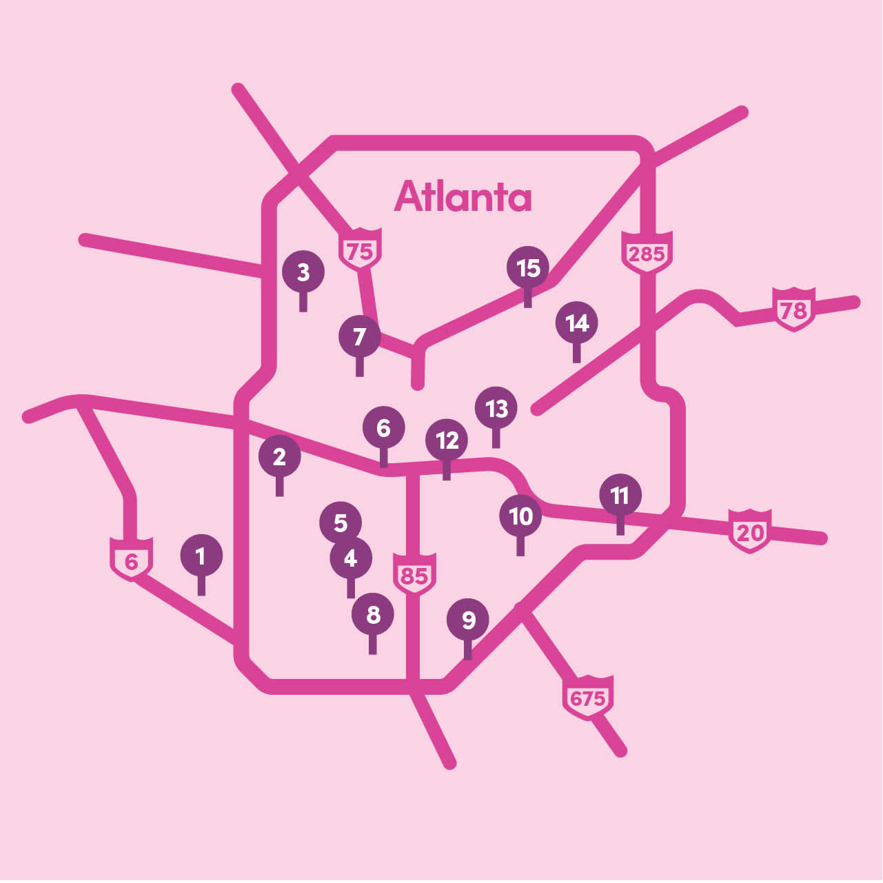 Lyft Grocery Access: Map of participating Atlanta locations