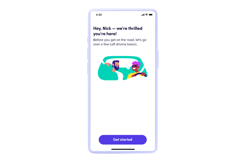 Get Approved To Be A Driver product screen on the Lyft app