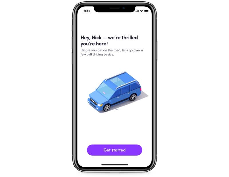 Get Approved To Be A Driver product screen on the Lyft app
