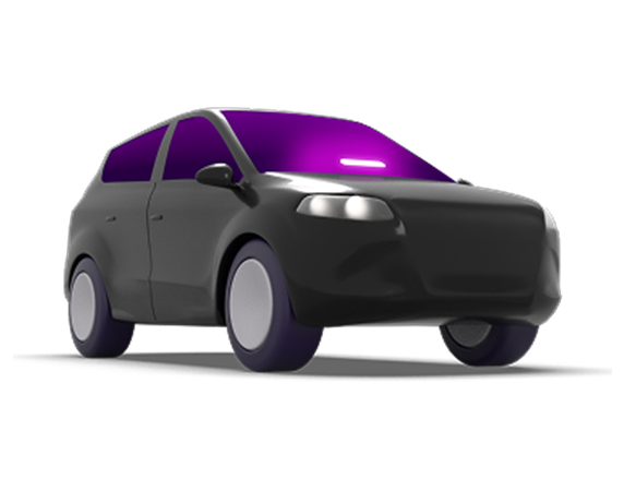 Lyft illustration of a black SUV with an amp in the windshield.