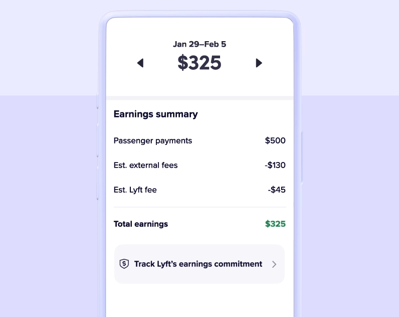 Animated GIF of Lyft's earning commitment in the Lyft app