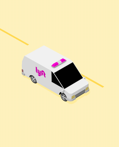 animate image of a lyft mobile service car