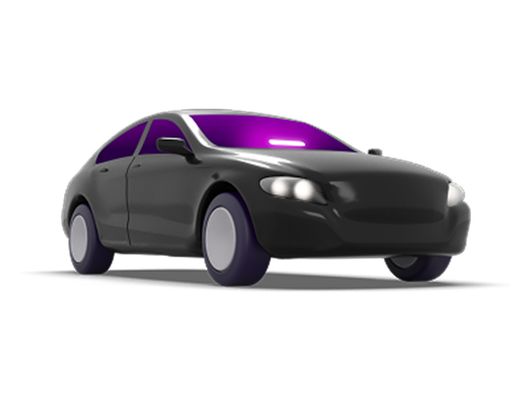 Lyft illustration of a black car with an Amp in the windshield.