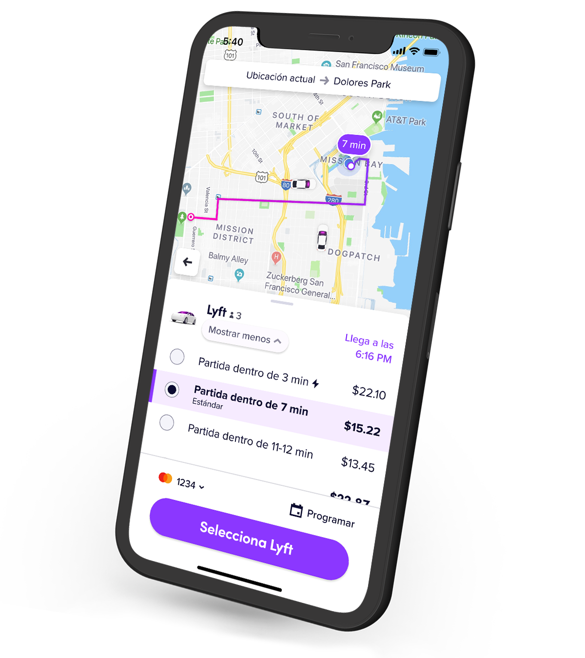 illustration of a map shown in the Lyft app