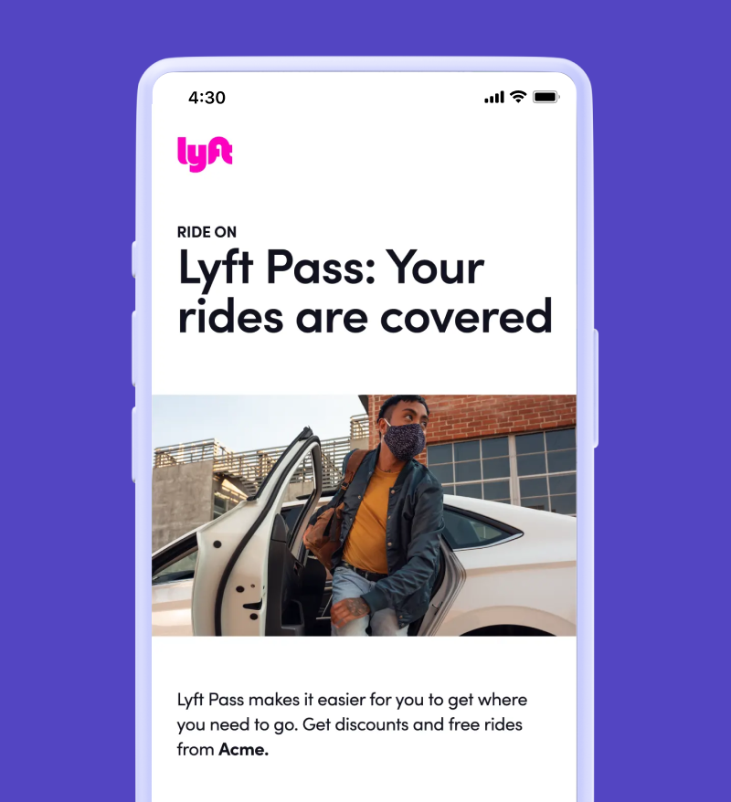 LyftPass in app screen of what it looks like in your email